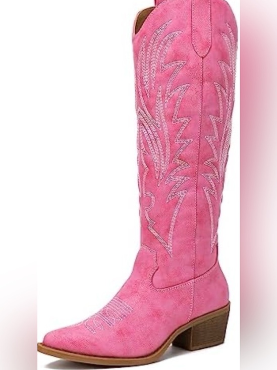 Global Win Shoes - Pink Faux Leather Wester Cowboy Boots Barbie Cowboy Barbiecore 9